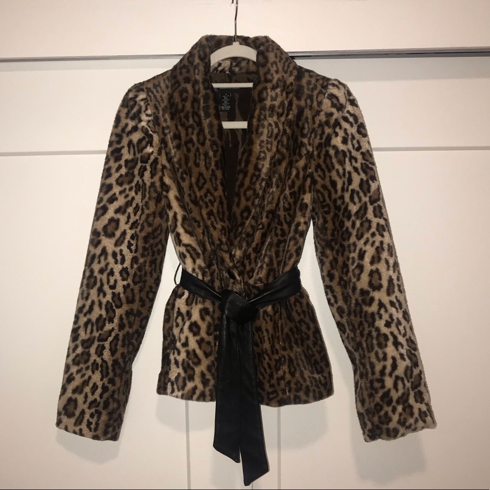 INC | Leopard Faux Fur Jacket